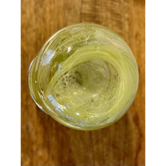 Vintage Green Bubble Glass Vase โ Stacked Art Glass, MCM Hand-Blown Floral Vase - Picture 4 of 4